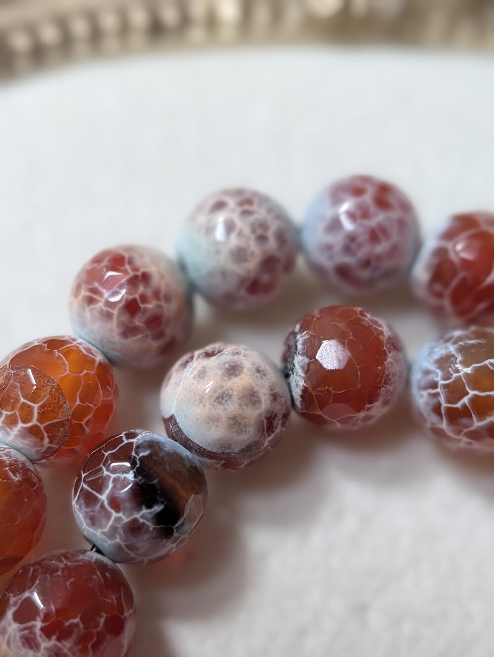 Dragon Vein Agate Bead Strand – 14" Stretch Bracelet / Craft Strand